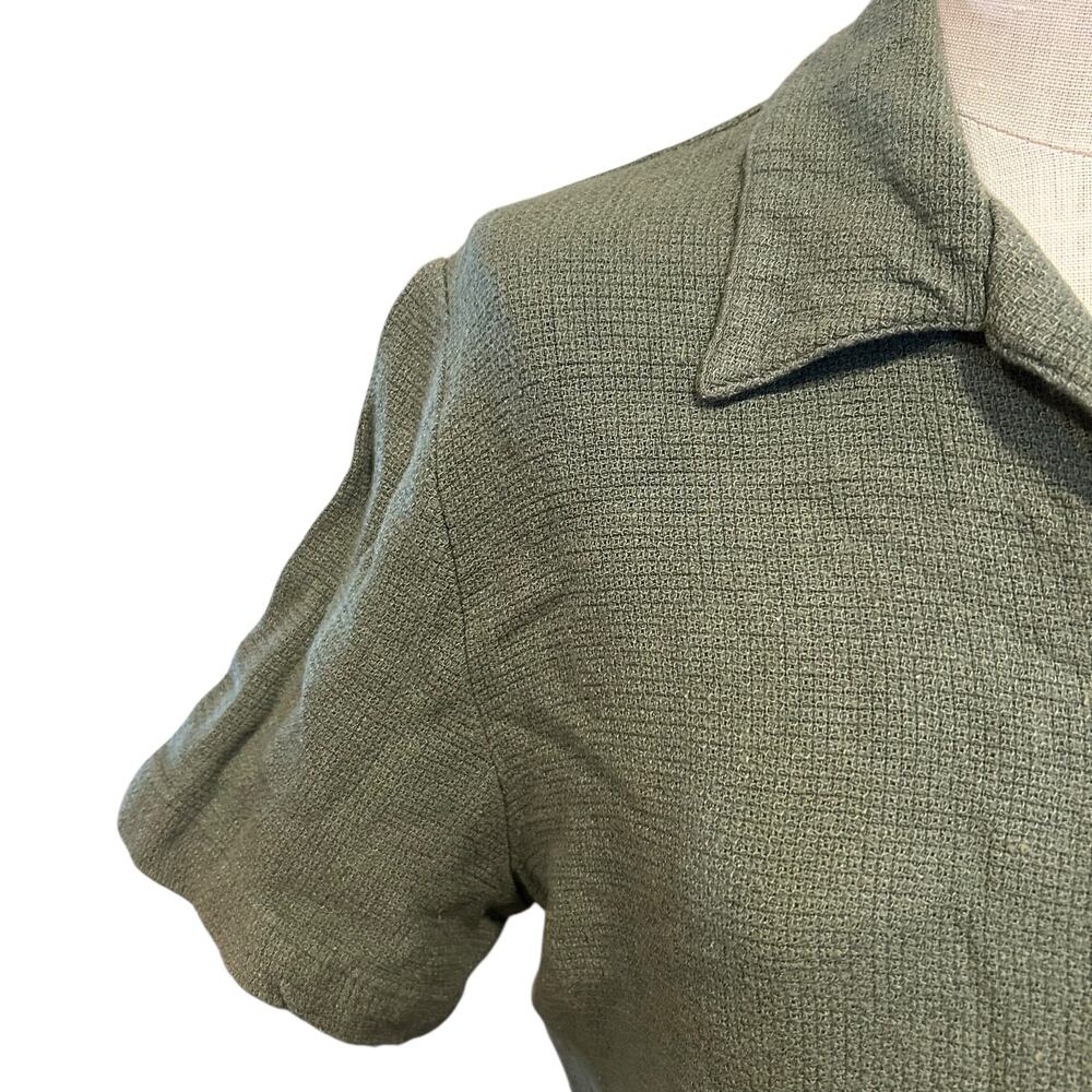 Vintage Green Cropped Button Down Shirt Womens Sz Medium Coastal Cowgirl Cottage - Picture 11 of 16